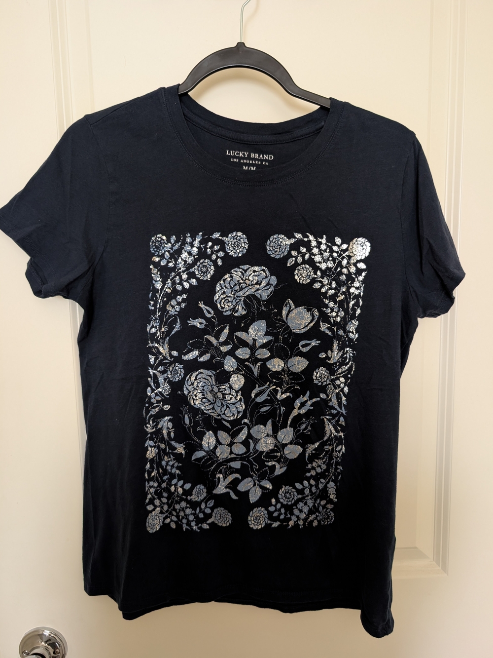 Lucky Brand Women's Navy Floral Foil Graphic Tee